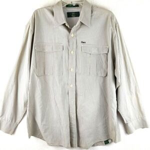 Orvis Mens Large Long Sleeve Check Vented Fishing Shirt Beige Size Large